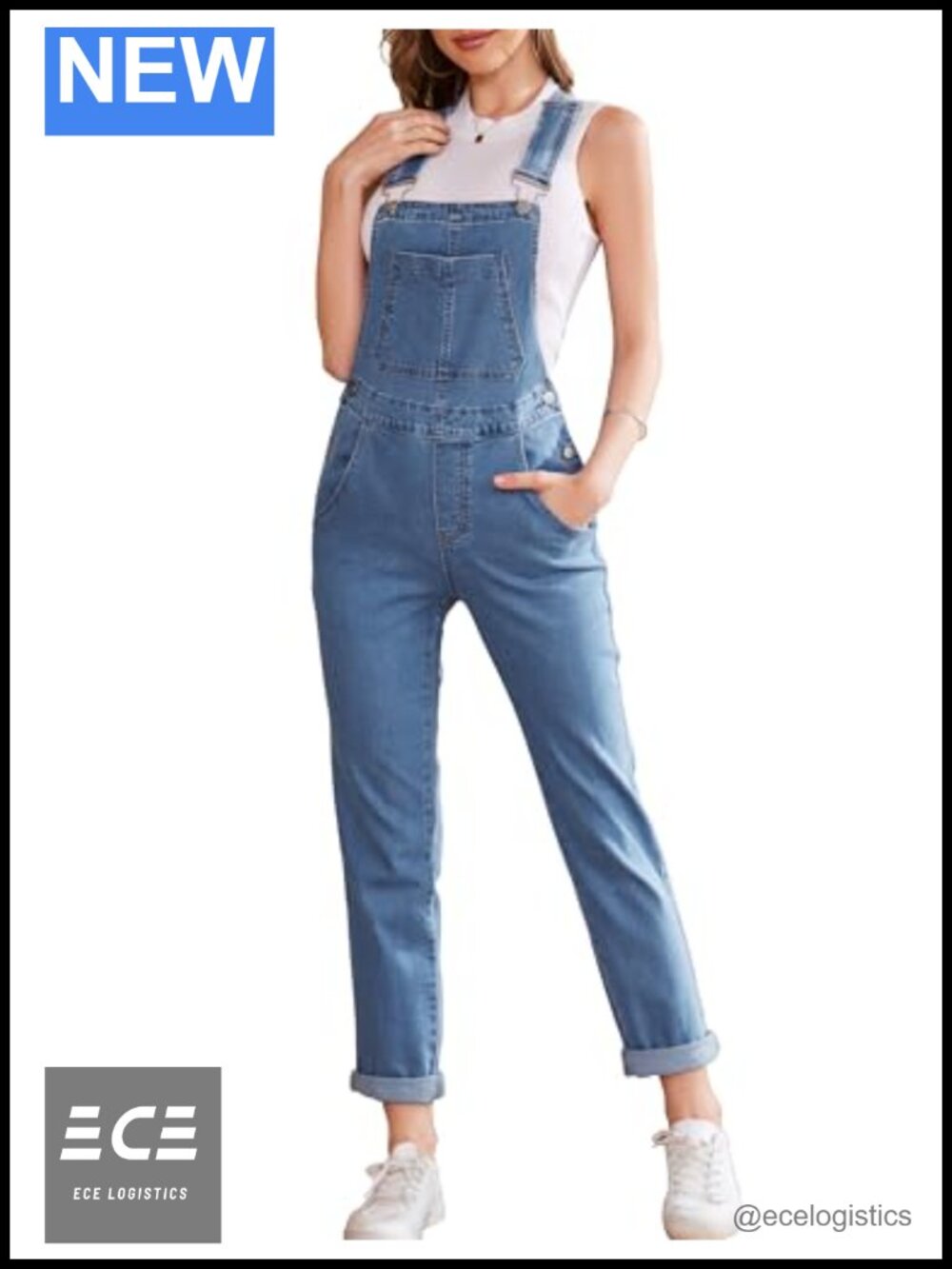 Women's Bib Overalls Fashion Denim Jumpsuit Adjustable Strap Coveralls